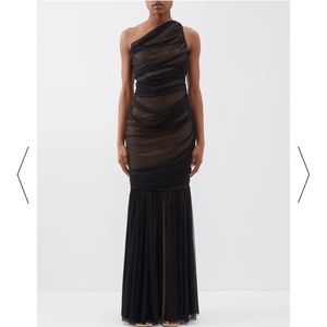 Norma Kamali Diana mesh fishtail gown